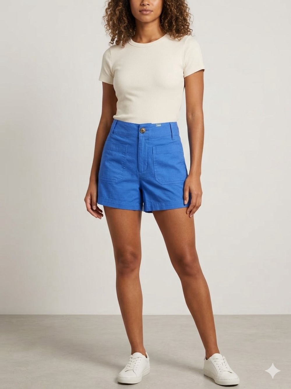 Maeve Cobalt High-Rise Utility Shorts Minimalist